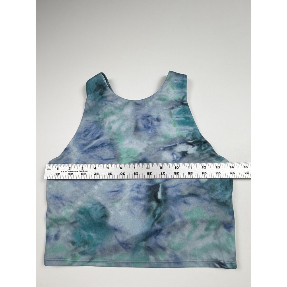 Athleta Conscious Crop Bra Womens Small Petite Blue Green Tie Dye Racerback A-C - Picture 5 of 10